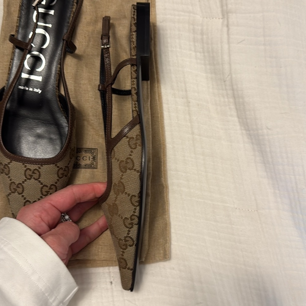 Gucci Original GG Canvas Slingback ballerina shoes - Picture 4 of 5